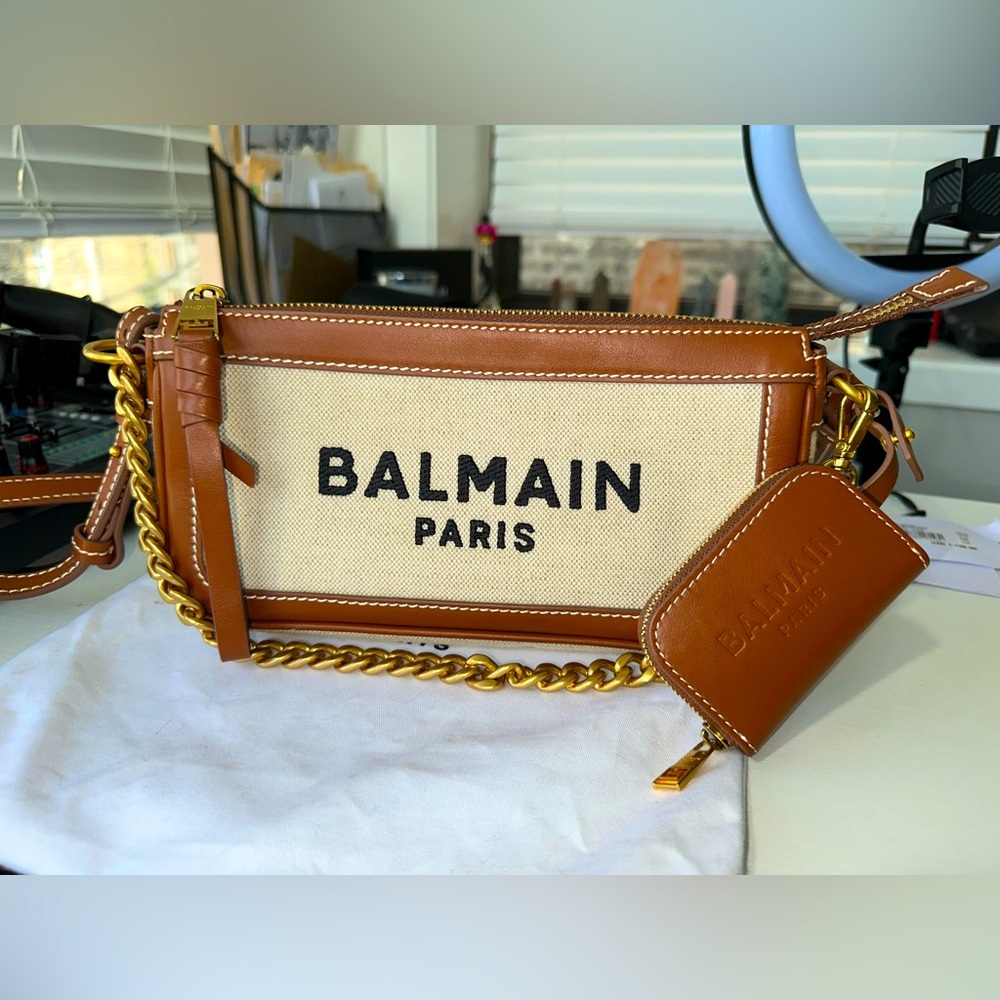 Balmain B Army Logo Canvas Shoulder Bag